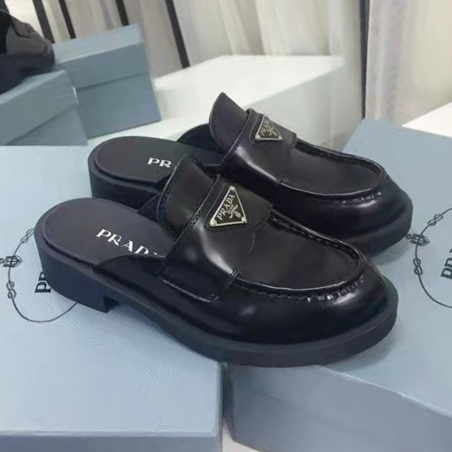 Prada Womens Shoes Slippers Sandals Leather Luxury Brand with Original Box Whatapp