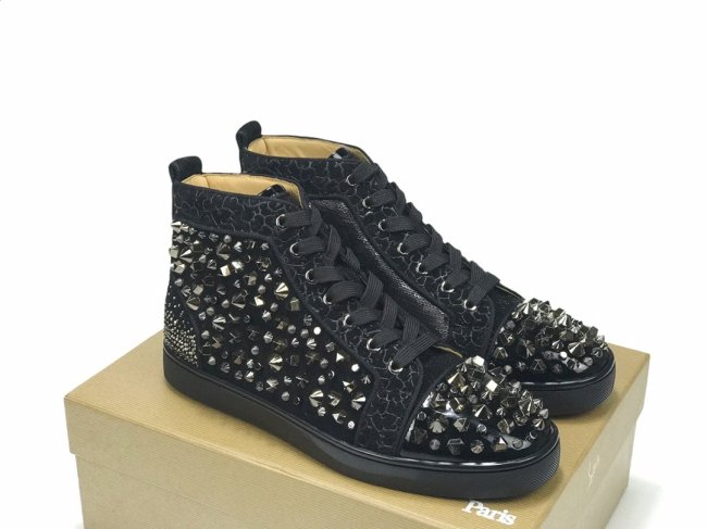 Christian Louboutin Mens Shoes Luxury Brand Red Bottom Design Louis Junior Spikes Flat with Original Box CL sneakers Whatapp