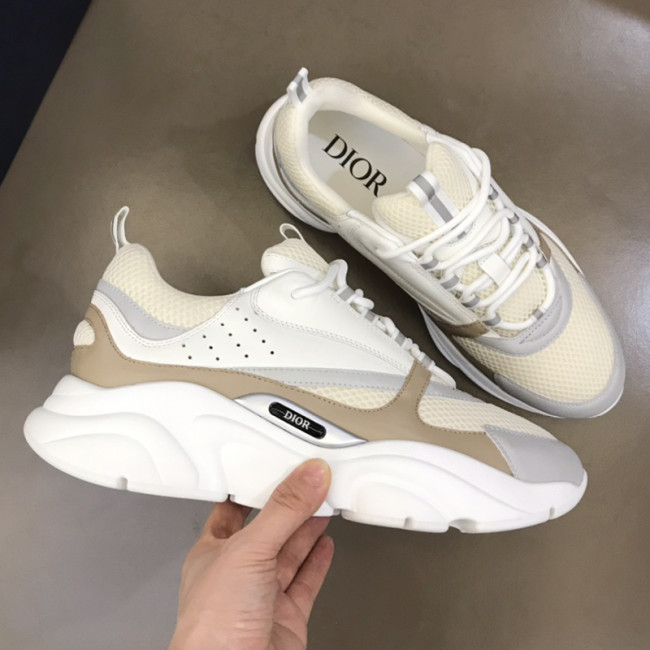 Dior Womens Shoes Sneakers Luxury Brand Breathable Design B22 SNEAKER Cream Technical Mesh with Beige and White Smooth Calfskin with Original Box 3SN231YXX_H160 Whatapp