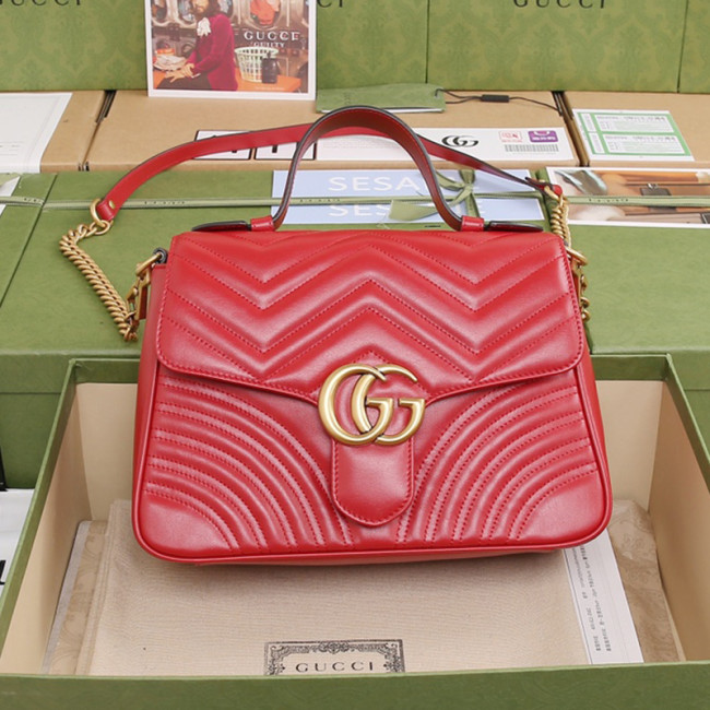 Gucci Womens Bags Shoulder Messenger Bag Luxury Brand Gucci Leather GG Marmont Small Top Handle Bag with Original Box 498110 DTDIT 1000 Whatapp