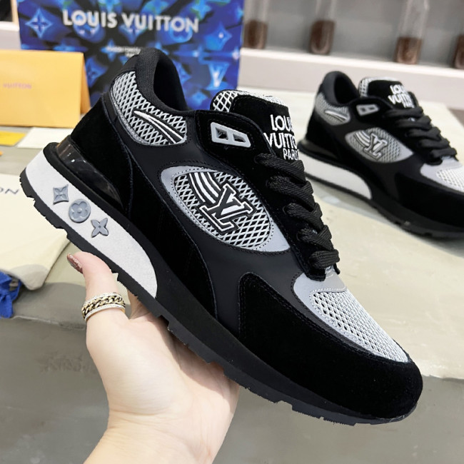 Louis Vuitton Men Shoes Sports RUN AWAY SNEAKER Running Design Luxury Brand with Original Box Black Mesh and suede calf leather 1A9J1Q Whatapp