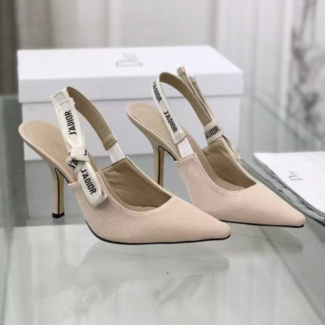 Dior Women Shoes Pumps Luxury Design Fashion Type 9.5cm High Heel Shoes for Wedding Style J'ADIOR SLINGBACK PUMP Cotton Fabric with Original Box Whatapp