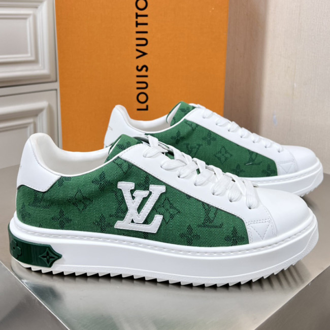 Louis Vuitton Mens Shoes Sneakers Lace-Up Luxury Brand Fashion TIME OUT SNEAKER with Original Box Whatapp