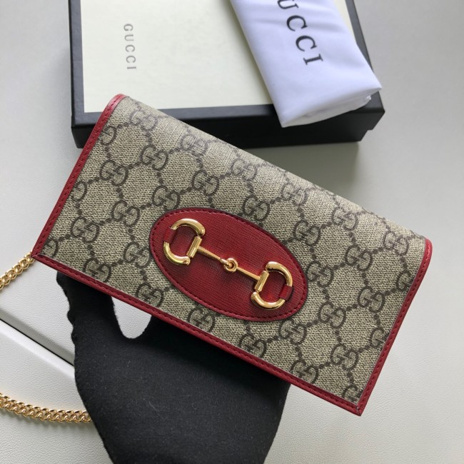 Gucci Womens Bags Crossbody Shoulder Messenger Bags Luxury Brand Gucci Horsebit 1955 wallet with chain in GG Supreme canvas with Original Box 621892 0YK0G 9022 Whatapp