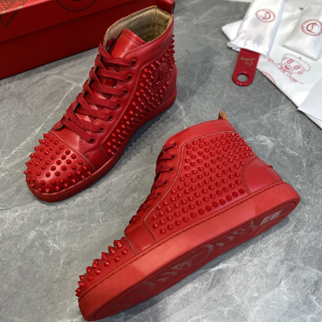 Christian Louboutin Mens Shoes Luxury Brand Red Bottom Design Louis Junior Spikes Flat with Original Box CL sneakers Whatapp