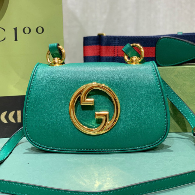 Gucci Womens Bags Shoulder Messenger Bag Luxury Brand Gucci Blondie mini bag in green leather with Original Box 698643 UXXAG 9161 Whatapp