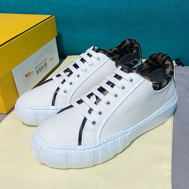 Fendi Womens Shoes FENDI FORCE White Canvas and TPU Low-tops 8E8110AF5AF1DV4 with Original Box Whatapp