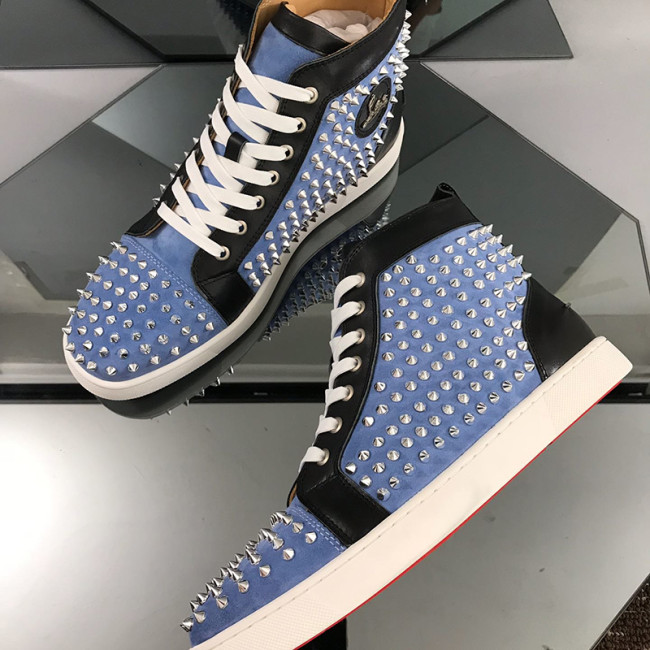 Christian Louboutin Mens Shoes Luxury Brand Red Bottom Design Louis Junior Spikes Flat with Original Box CL sneakers Whatapp