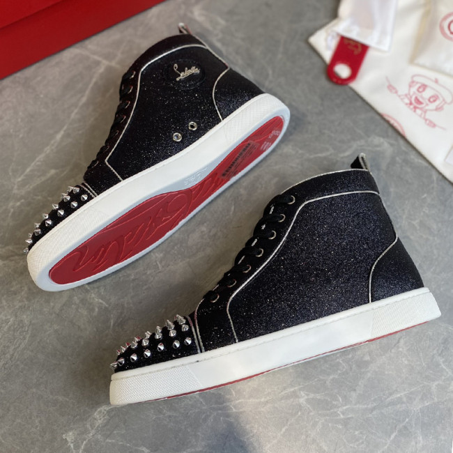 Christian Louboutin Mens Shoes Luxury Brand Red Bottom Design Louis Junior Spikes Flat with Original Box CL sneakers Whatapp