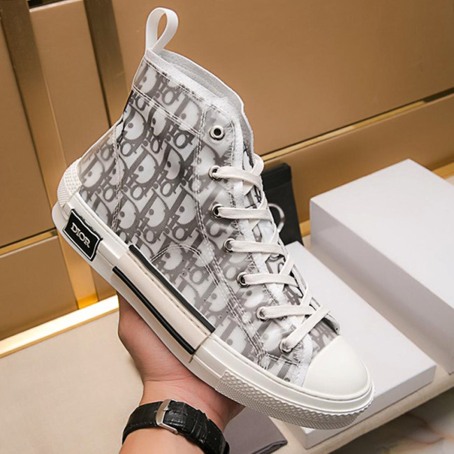 Dior Men Shoes Luxury Brand Sneaker B23 HIGH-TOP Sneaker White And Black Dior Oblique Canvas Whatapp