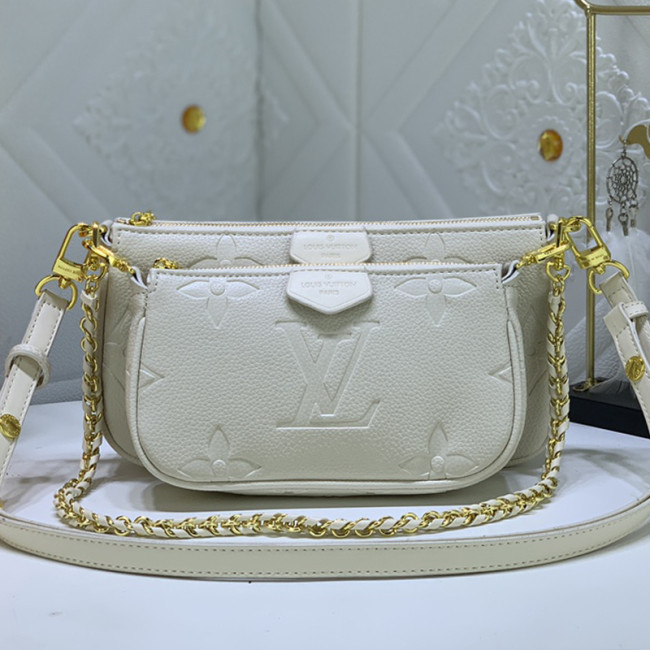 Louis Vuitton Womens Bags Clutch Wallets Luxury Brand Fashion Type Messenger Bags MULTI POCHETTE ACCESSOIRES M80399 Cream Embossed supple grained cowhide leather Whatapp