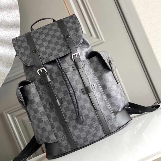 Louis Vuitton Mens Bags Backpacks Luxury Brand Fashion Type CHRISTOPHER PM Damier Graphite canvas body N41379 Whatapp