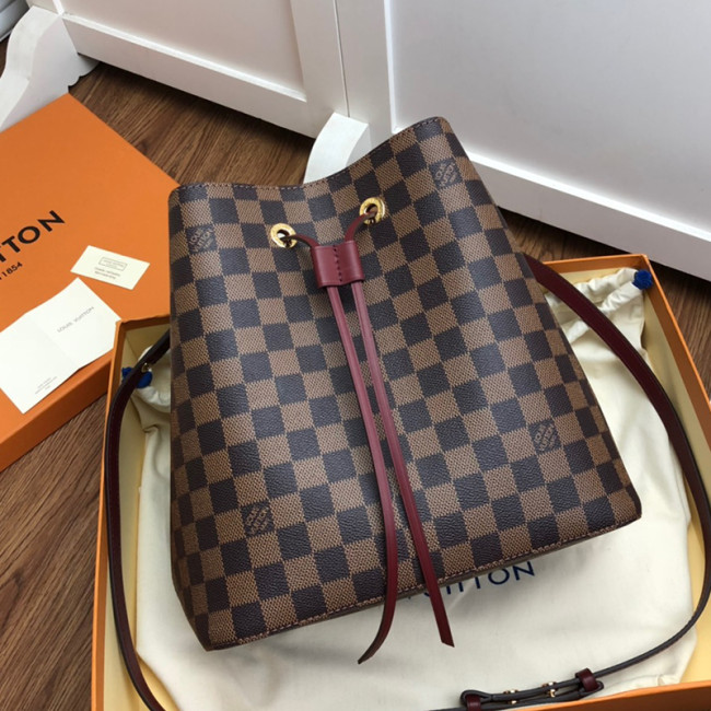 Louis Vuitton Womens Bag Crossbody Design NÉONOÉ MM Cherry Berry Damier Ebène coated canvas Luxury Brand with Original Box N40214 Whatapp