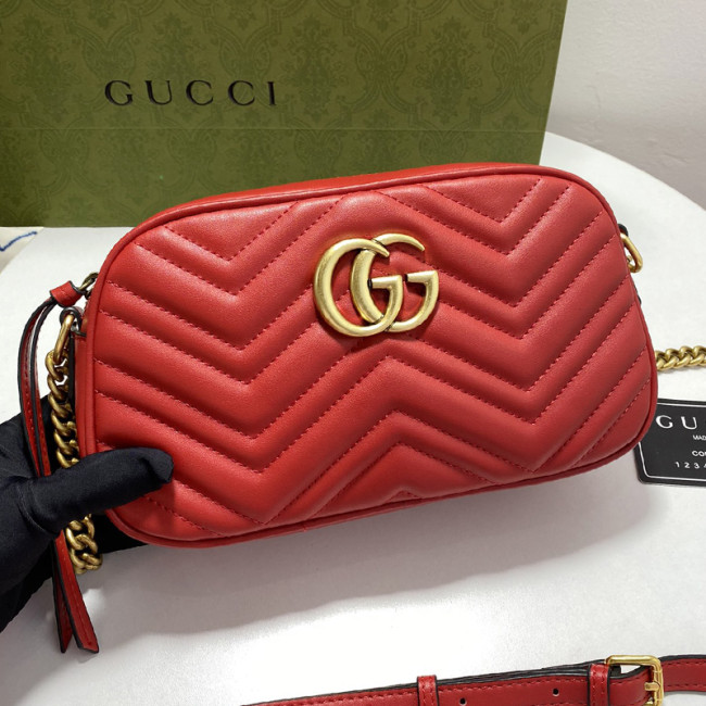 Gucci Womens Bags Crossbody Design Shoulder Bags Luxury Brand Red Leather GG Marmont Small Shoulder Bag 447632 DTD1T 6433 Whatapp