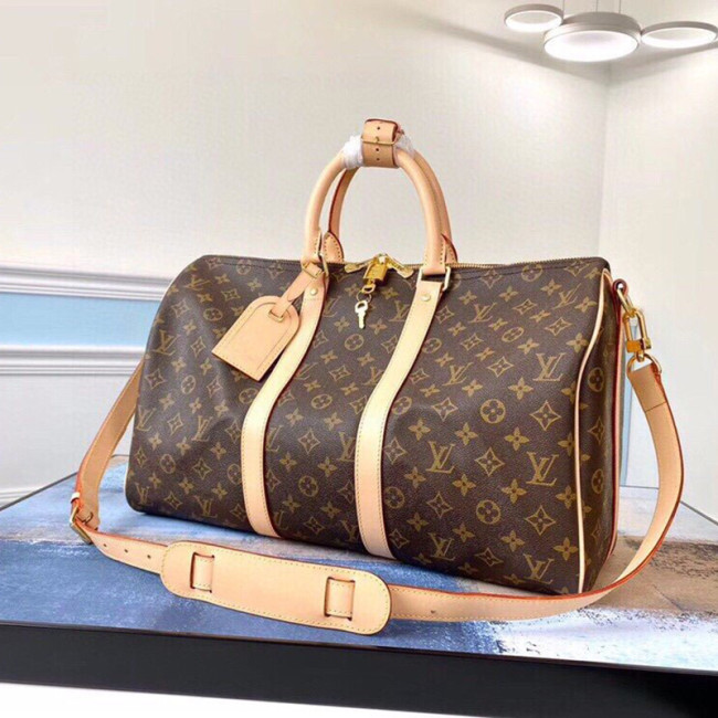 Louis Vuitton Womens and Mens Unisex Bags Luxury Brand LV Keepall Bandoulière 50 Monogram Coated Canvas Fashion M41416 Whatapp