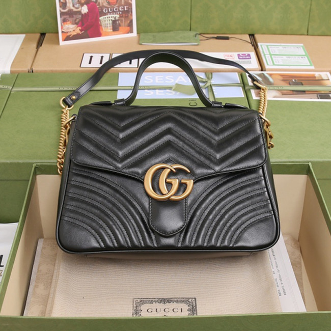 Gucci Womens Bags Shoulder Messenger Bag Luxury Brand Gucci Leather GG Marmont Small Top Handle Bag with Original Box 498110 DTDIT 1000 Whatapp