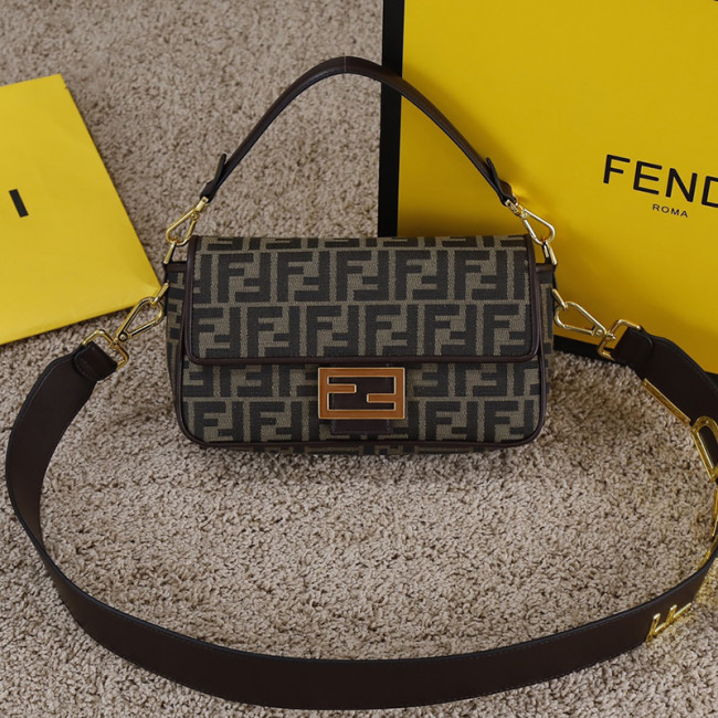 Fendi Womens Bag Shoulder Bags Luxury Brand Baguette Brown fabric bag Fashion Bags for Women with Original Box 8BR600A6V5F17U4 Whatapp