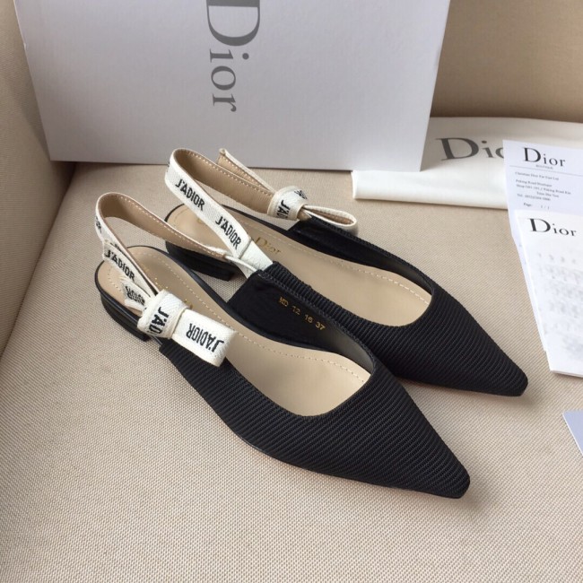 Dior Women Shoes Pumps Luxury Design Fashion Type High Heel Shoes for Wedding Style J'ADIOR SLINGBACK BALLERINA FLAT Black Technical Fabric with Original Box KCB384TFL_S900 Whatapp