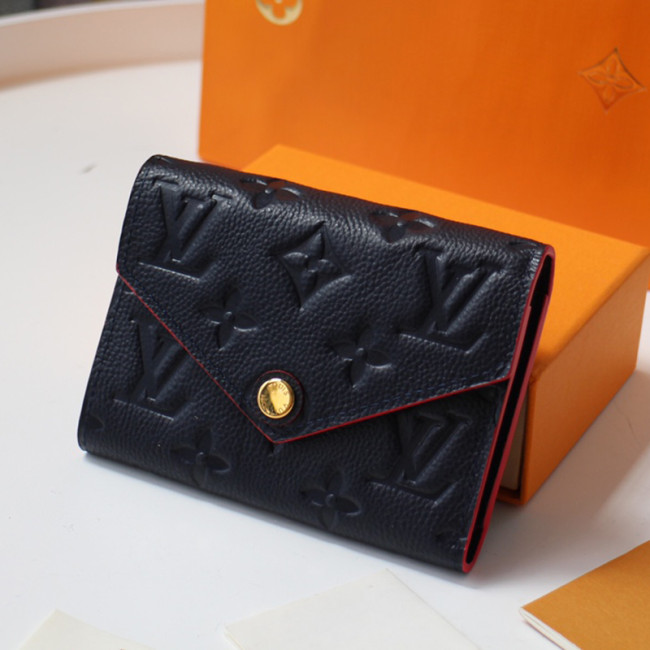 Louis Vuitton Womens Bags Wallets Clutch Luxury Brand Fashion Type Navy / Red Monogram Empreinte Leather VICTORINE WALLET M64577 Whatapp