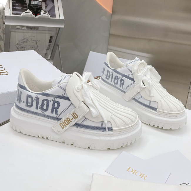 Dior Womens Shoes Sneakers Luxury Brand DIOR-ID SNEAKER White and French Blue Technical Fabric with Original Box KCK309TNT_S93B Whatapp