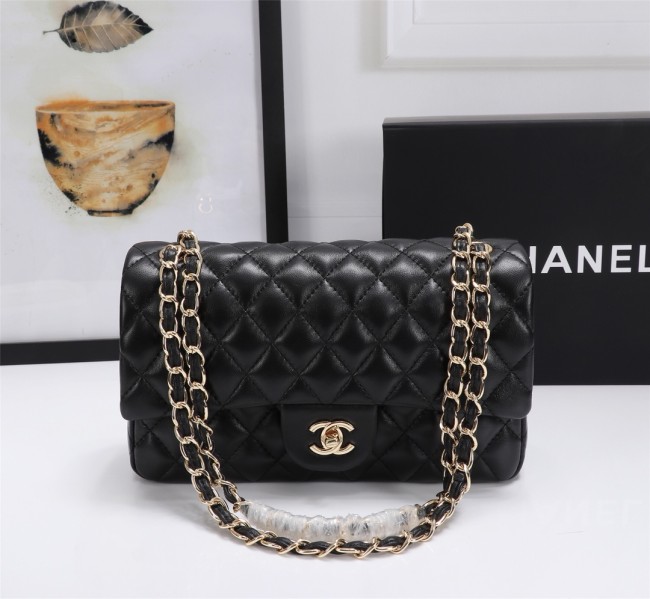 Chanel Womens Bags Luxury Brand Chanel Classic Handbag Lambskin & Gold-Tone Metal Black A01112 Y01295 94305 Whatapp