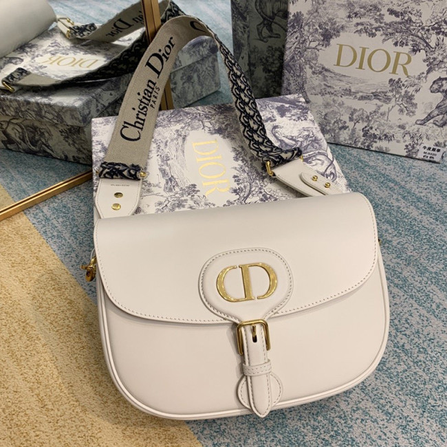 Dior Womens Bag Luxury Brand Design Fashion Large Dior Bobby Bag Latte Box Calfskin With Blue Dior Oblique Embroidered Strap Whatapp