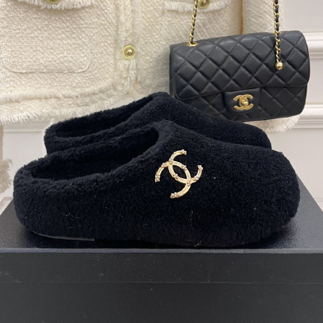 Chanel Womens Shoes Slippers Luxury Brand Winter Plus Velvet Design with Original Box Whatapp