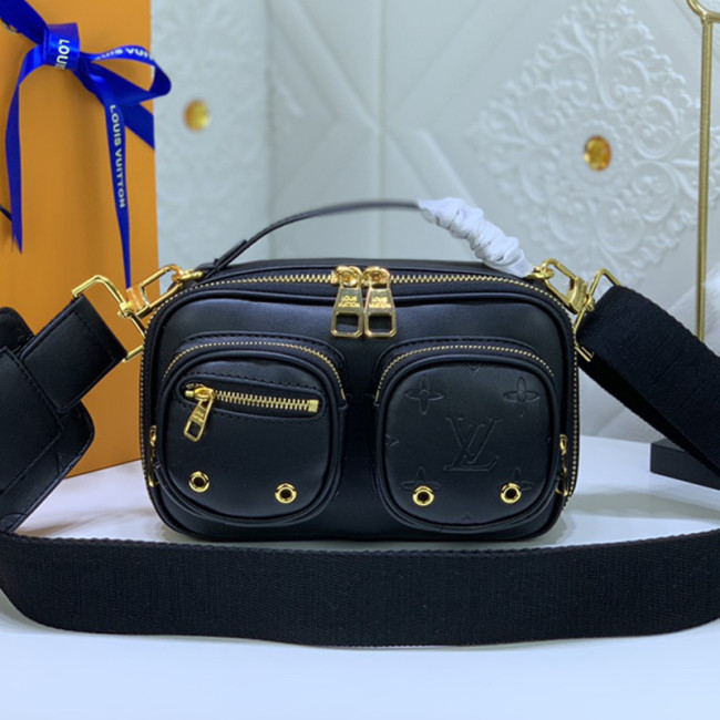 Louis Vuitton Womens Bags Luxury Brand Crossbody Bags UTILITY CROSSBODY M80450 Black Calfskin leather with Original Box Whatapp