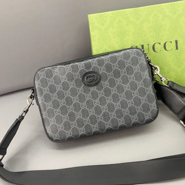 Gucci Mens Womens Bags Shoulder Bag Luxury Brand Shoulder bag with Interlocking G in black Supreme with Original Box 703468 92THF 1000 Whatapp