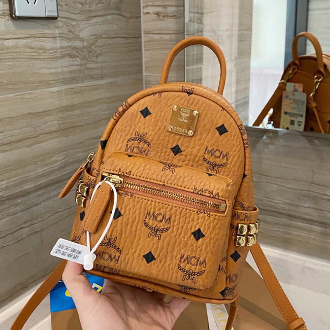 MCM Women Bags Backpacks Luxury Brand Stark Bebe Boo Backpack in Visetos with Original Box MMK6SVE92CO001 Whatapp