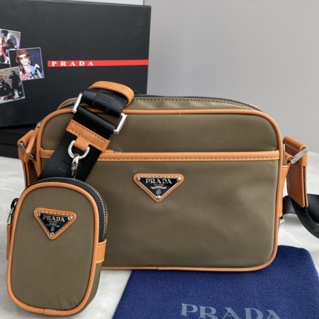 Prada Mens Womens Bags Shoulder Bag Luxury Brand Black Re-Nylon and Saffiano leather shoulder bag with Original Box 2VH048_2DMH_F0002_V_OOO Whatapp