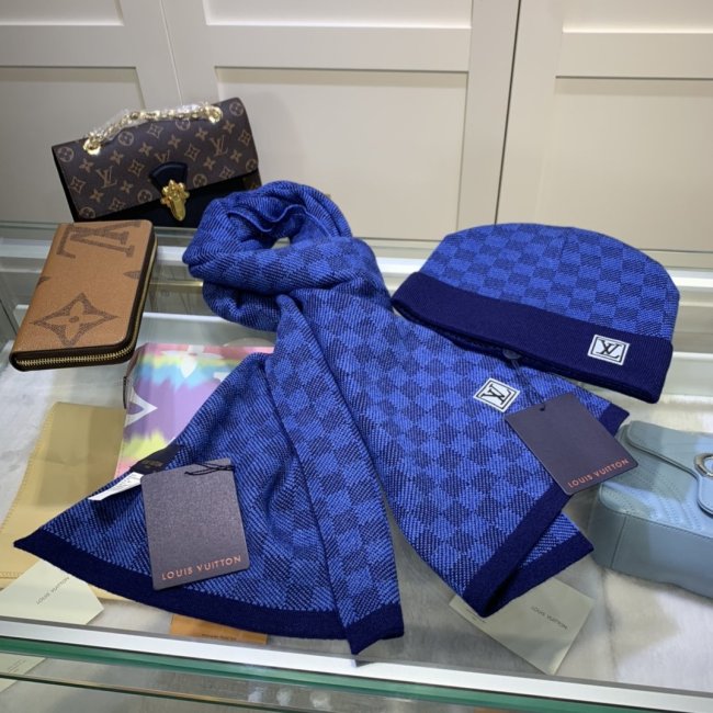 Louis Vuitton Scarves Men Womens Fashion Scarf and Hats Set with Original Box Whatapp