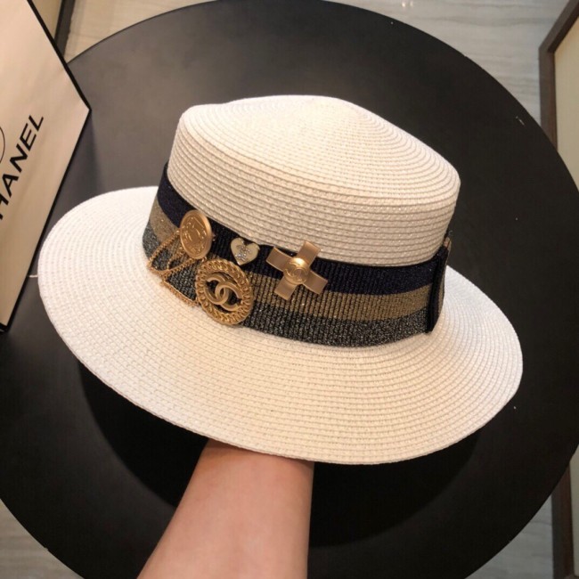 Chanel Womens Hats Luxury Brand Straw Hat with Original Box