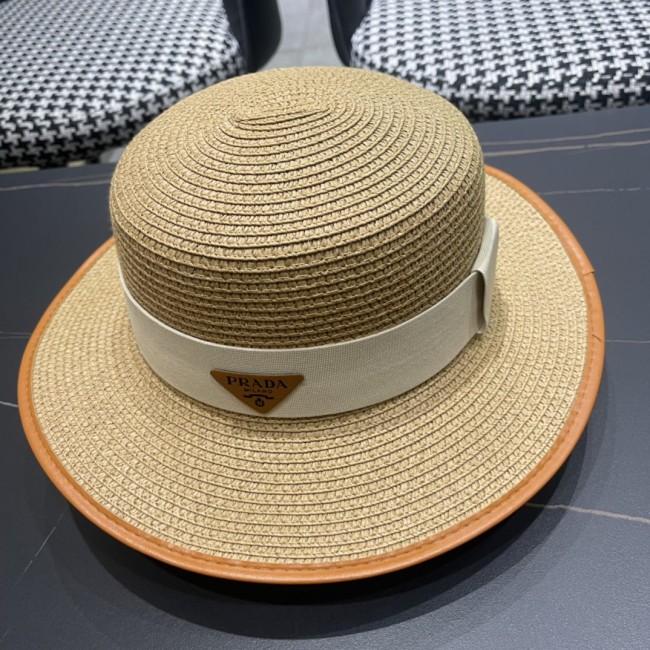 Prada Womens Hats Luxury Brand Design Prada Bucket Hat Straw Hat with Original Box