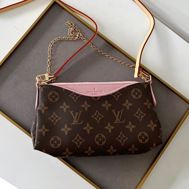 Louis Vuitton Womens Bags Shoulder Bag Luxury Brand LV PALLAS CLUTH Monogram Canvas M41638 with Original Box Whatapp