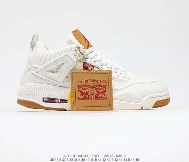 Levi’s x Nike Air Jordan 4 Retro Levis White Sneakers Men Womens Shoes 4821M218 Whatapp