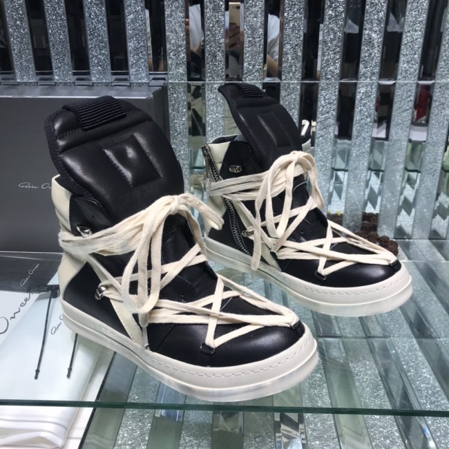 Rick Owens Men Shoes Sneakers Leather High-Top Breathable Mens Casual Shoes Ankle Boots with Original Box Whatapp