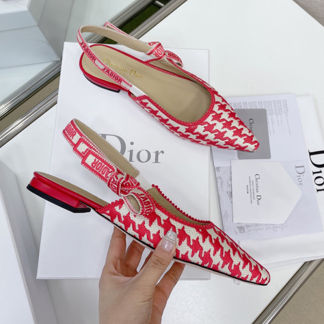 Dior Women Shoes Pumps Luxury Design Fashion Type Heel Shoes for Wedding Style J'ADIOR SLINGBACK Peony Pink Cotton Embroidery with Micro Houndstooth Motif with Original Box KCP866PPE_S55P Whatapp