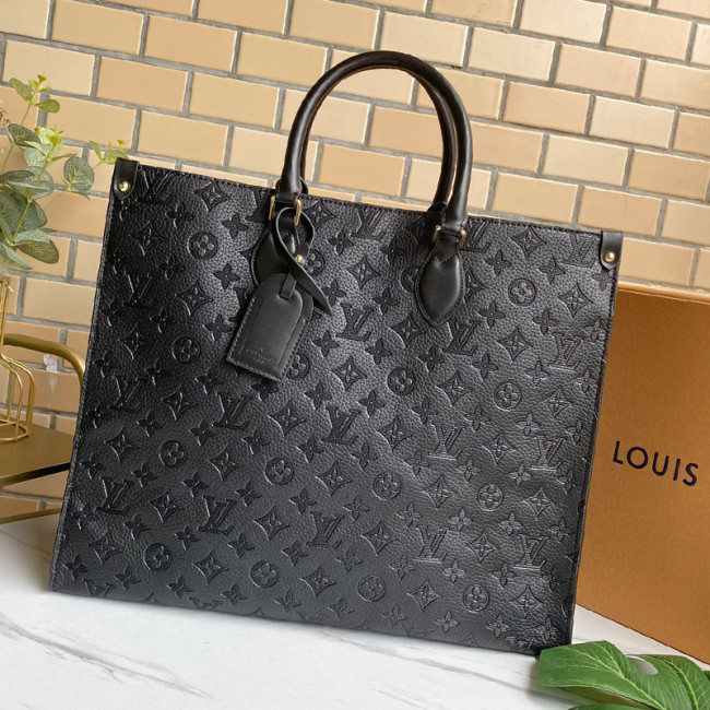 Louis Vuitton Womens Bags Handbags Luxury Brand LV ONTHEGO GM M44925 Black Monogram Empreinte Giant embossed, supple, grained cowhide leather Whatapp