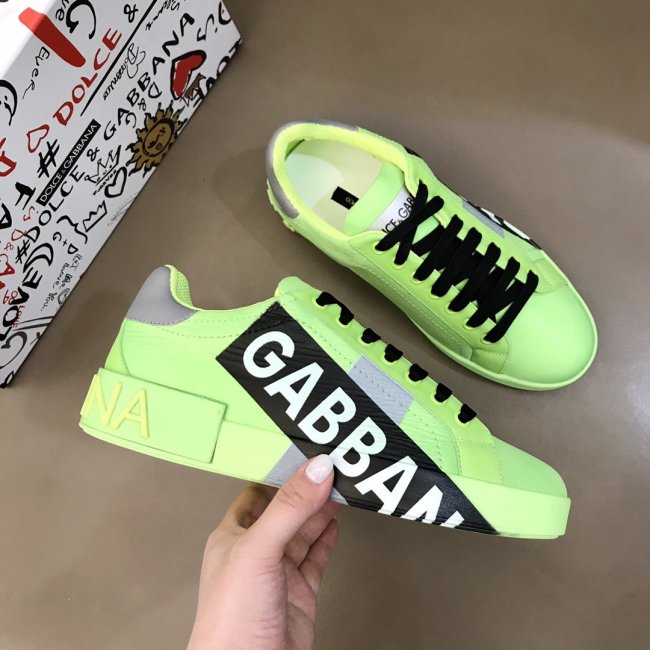 Dolce&Gabbana Men Shoes Sneakers Luxury Portofino Sneakers In Fluorescent Nylon With Logotape CS1772AJ9928G233 Whatapp