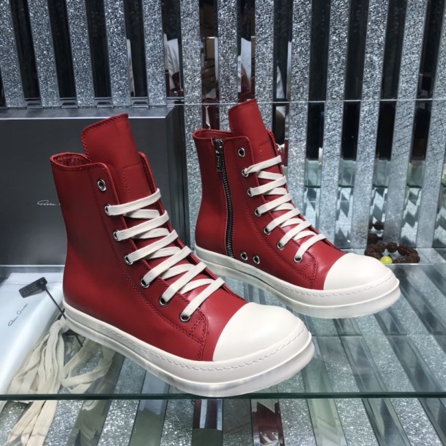 Rick Owens Men Shoes Sneakers Leather High-Top Breathable Mens Casual Shoes Ankle Boots with Original Box Whatapp