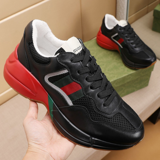 Gucci Mens Shoes Sneakers Luxury Brand Men's Rhyton leather sneaker with Original Box Whatapp