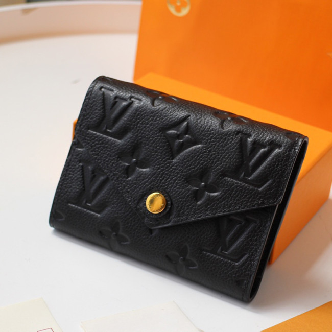 Louis Vuitton Womens Bags Wallets Clutch Luxury Brand Fashion Type Black Monogram Empreinte Leather VICTORINE WALLET M64060 Whatapp