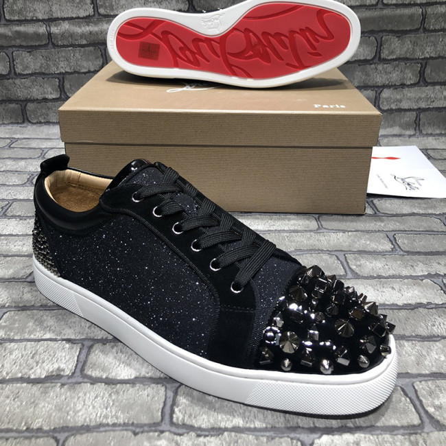 Christian Louboutin Mens Shoes Luxury Brand Red Bottom Design Louis Junior Spikes Flat with Original Box CL sneakers Whatapp