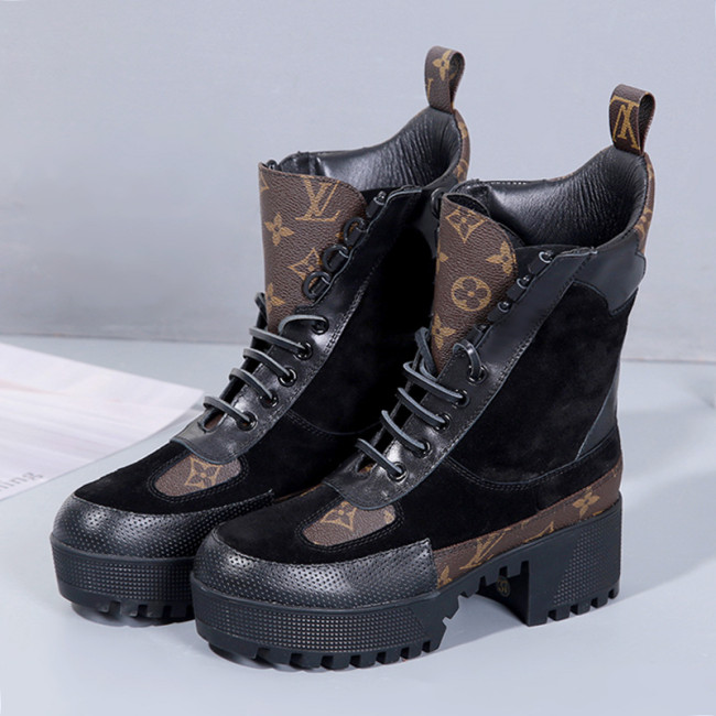 Louis Vuitton Women Shoes Boots Luxury Fashion Ankle Boots Black LAUREATE PLATFORM DESERT BOOT 1A4XXV Whatapp