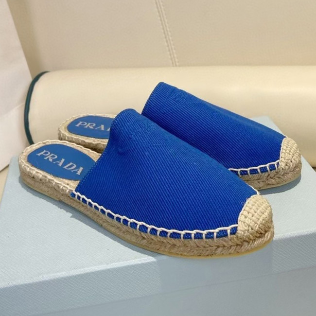 Prada Womens Shoes Casual Luxury Brand Breathable Hemp espadrilles Shoes Sandals Slippers with Original Box Whatapp