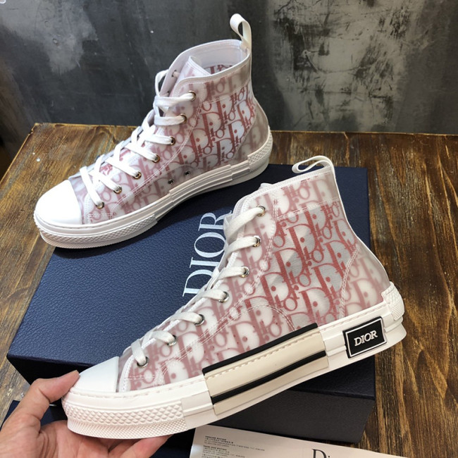 Dior Women Shoes B23 HIGH-TOP SNEAKER Red And White Dior Oblique Canvas 3SH118YNT_H360 Whatapp