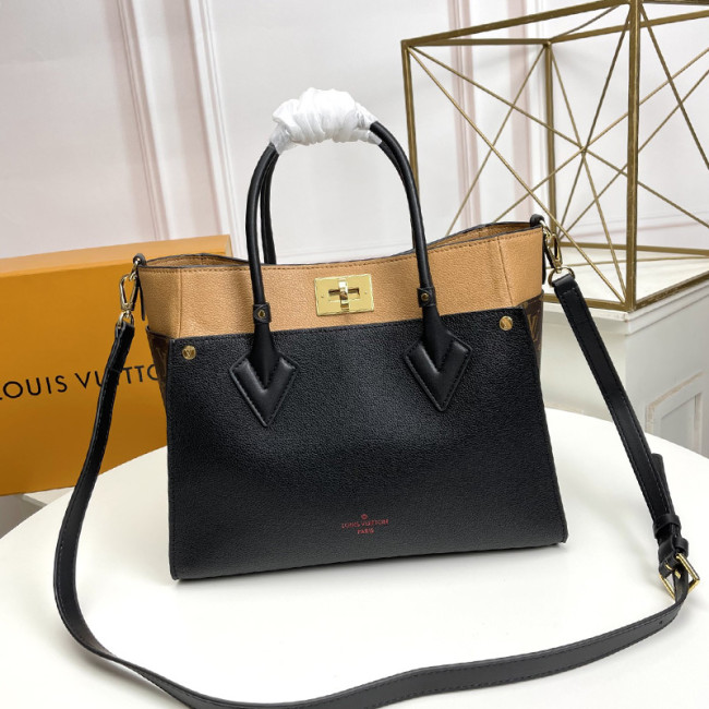 Louis Vuitton Womens Shoulder Bags Handbags Luxury Brand Fashion ON MY SIDE MM Black Twist calfskin and Monogram coated canvas M53823 Whatapp