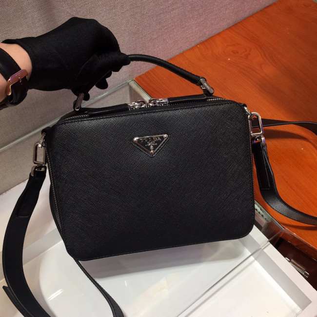 Prada Mens Bags Shoulder Messenger Bags Handbags Luxury Brand Black Prada Brique Saffiano leather bag with Original Box 2VH069_9Z2_F0002_V_YMI Whatapp