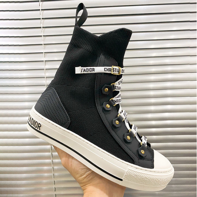 Dior Womens Shoes Sneakers WALK'N'DIOR HIGH-TOP SNEAKER Black Technical Mesh and Calfskin KCK232TLC_S900 Whatapp